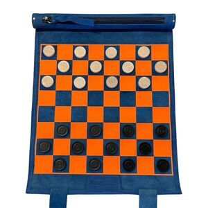 Audemars Piguet Suede Leather Roll‑Up Travel Checkers Set Wood Pieces Luxury